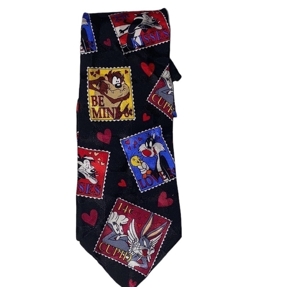 LOONEY Tunes Mania handmade 100% silk valentines necktie‎